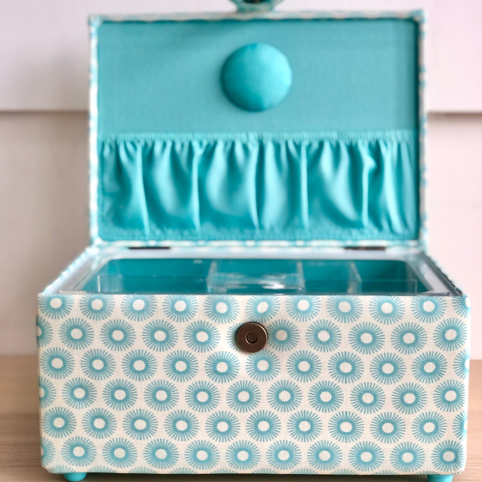 Blue Dotted Sewing Basket