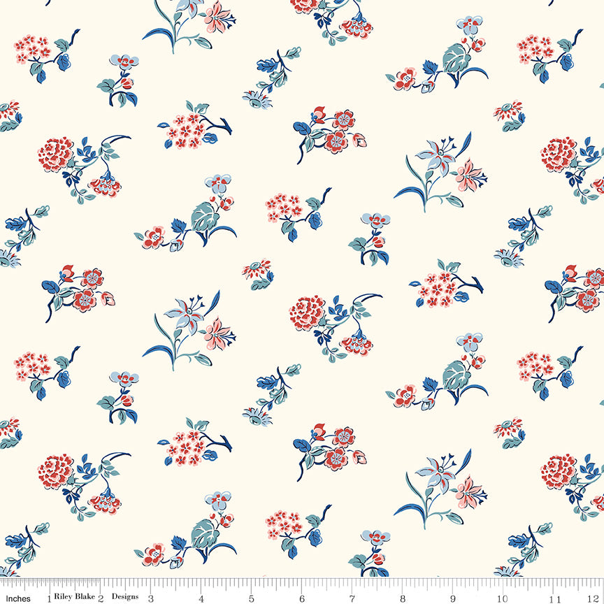 Liberty Arthur's Garden Tumbling Posies White