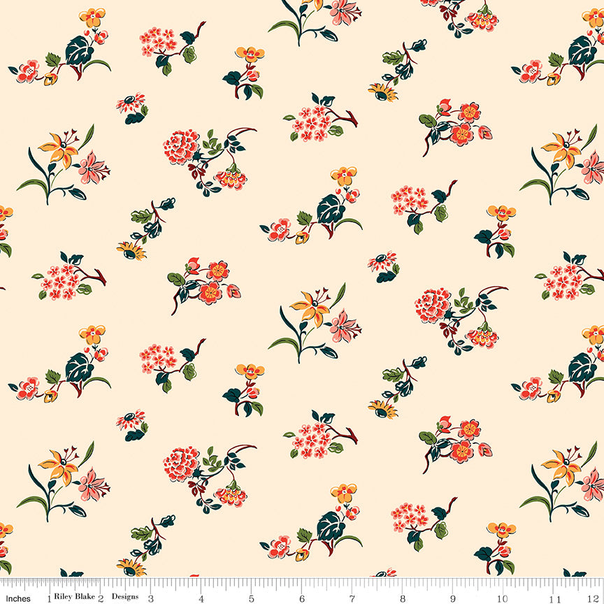 Liberty Arthur's Garden Tumbling Posies Cream