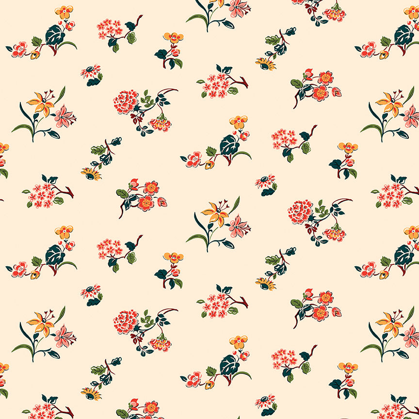 Liberty Arthur's Garden Tumbling Posies Cream