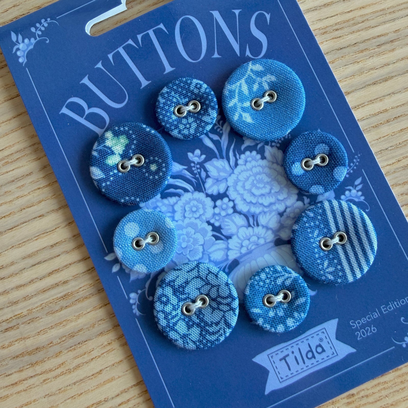 Tilda Somthing Blue Buttons Dark