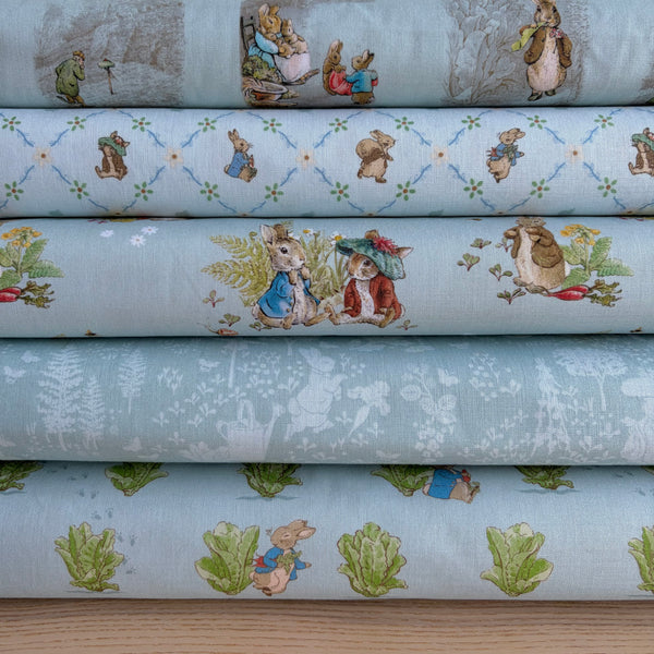 Peter Rabbit and Benjamin Bunny Story Time Blue - country clothesline