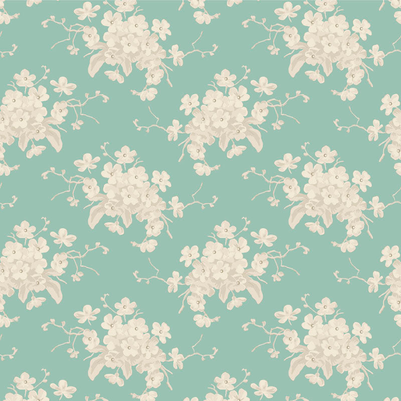 Tilda Sunday Brunch White Flower Teal