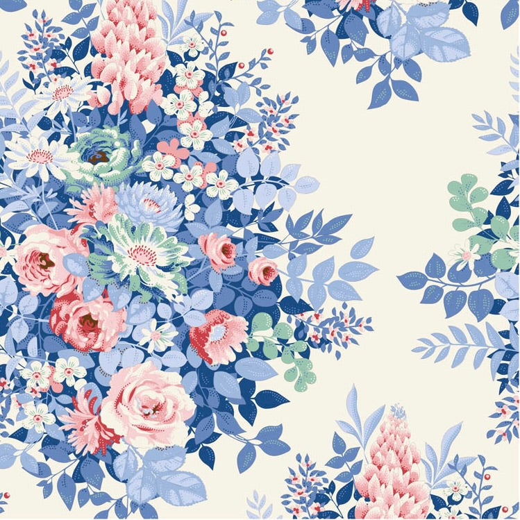 Tilda Somthing Blue Whimsyflower Cream