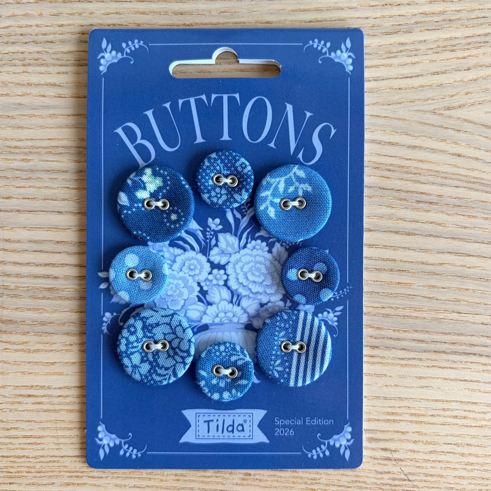 Tilda Somthing Blue Buttons Dark