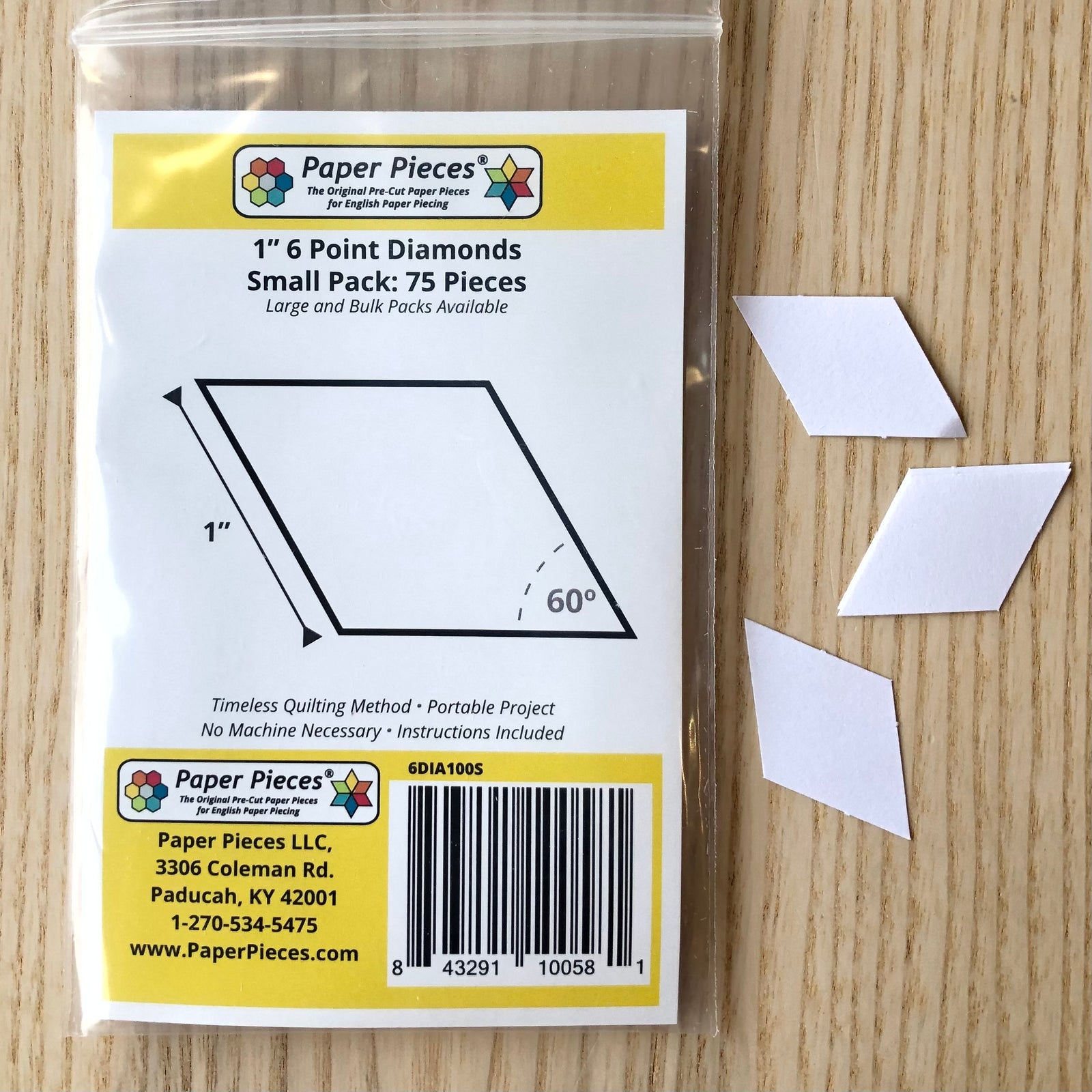 1" 6 point diamonds paper piecing template