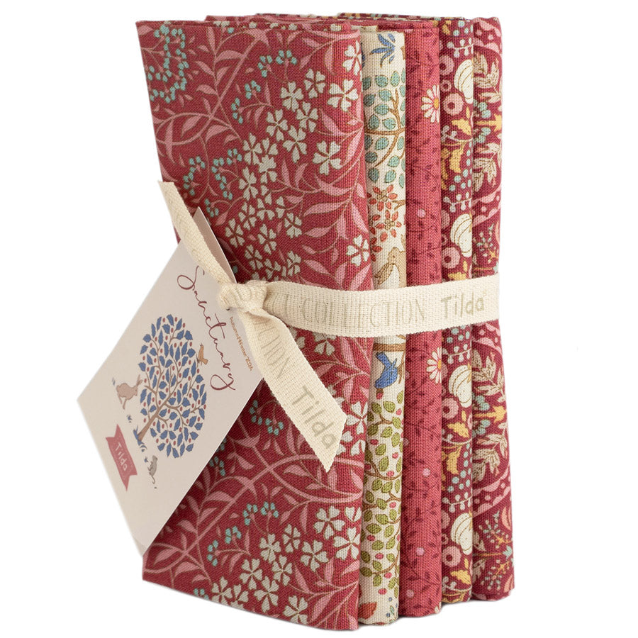 Tilda Sanctuary Fat Quarter Bundle Maroon/Rhubarb