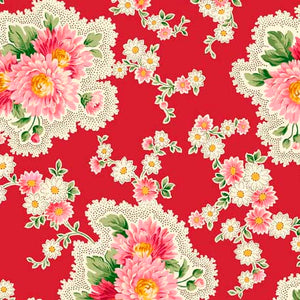 Vintage Blooms Lace Red