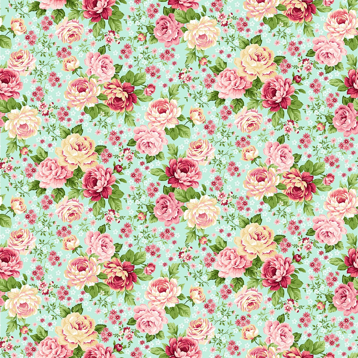 Serene Garden Floral Wallpaper Aqua