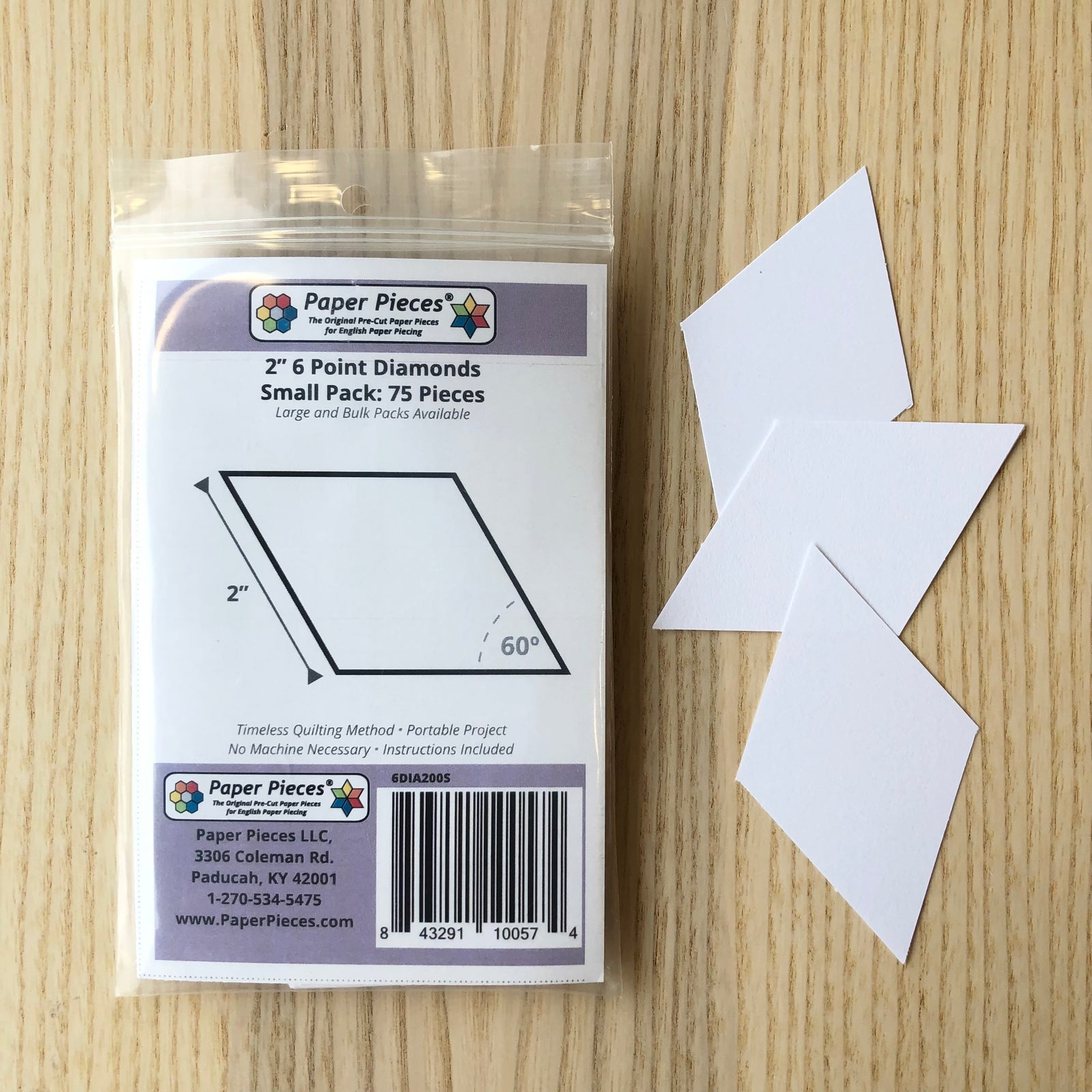 2" 6 point diamonds paper piecing template