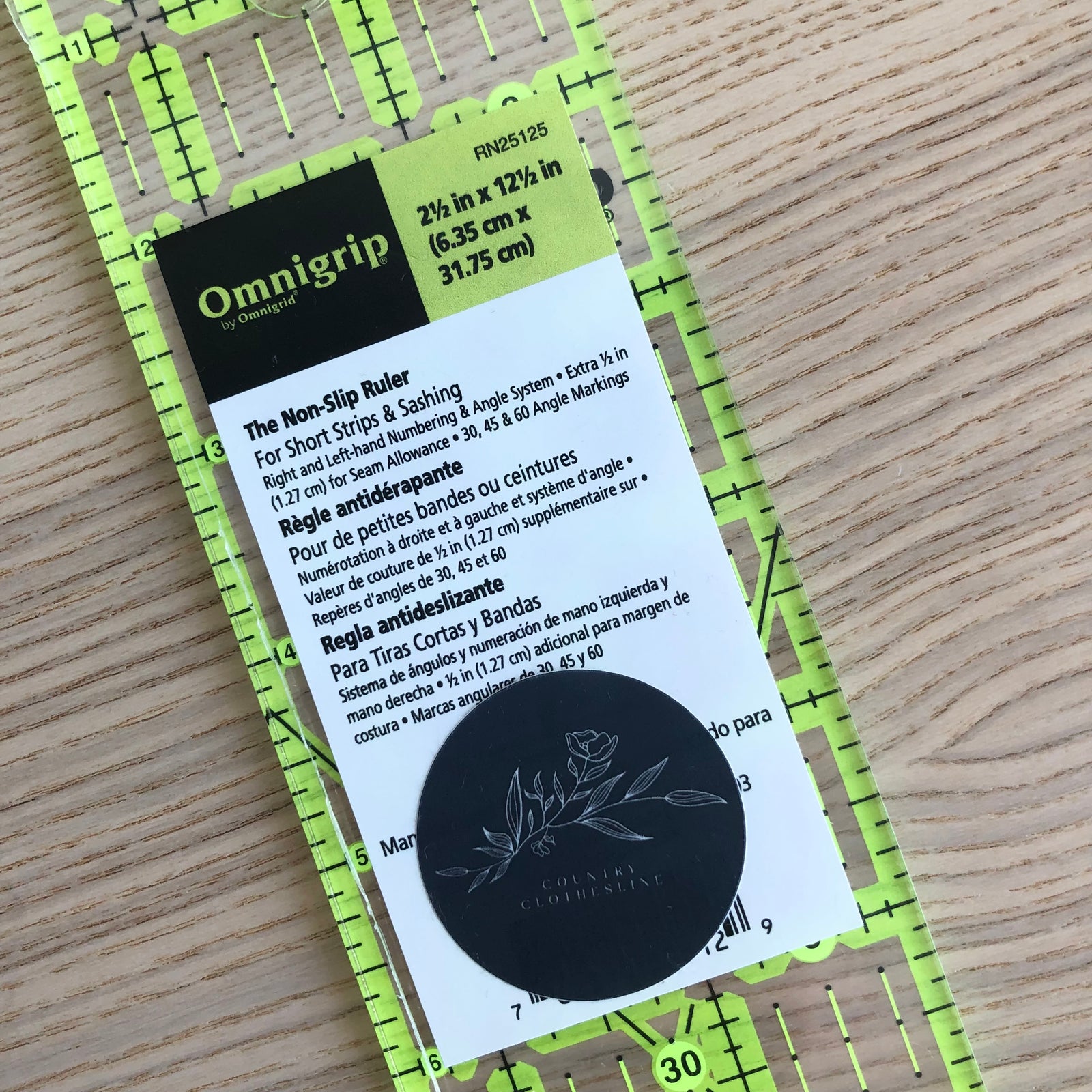 2½" x 12½" Omnigrip Non-Slip Ruler