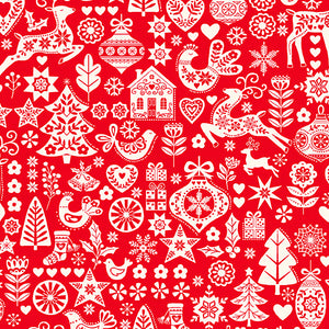 Scandi Christmas White on Red