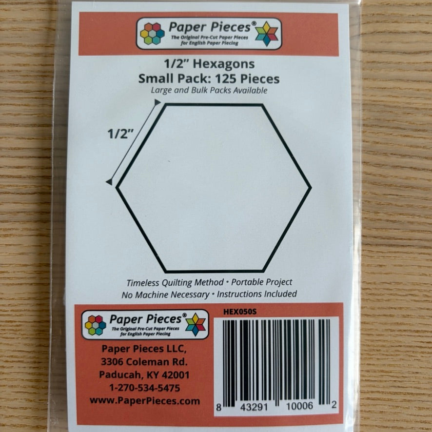 ½" Hexagon paper piecing templates