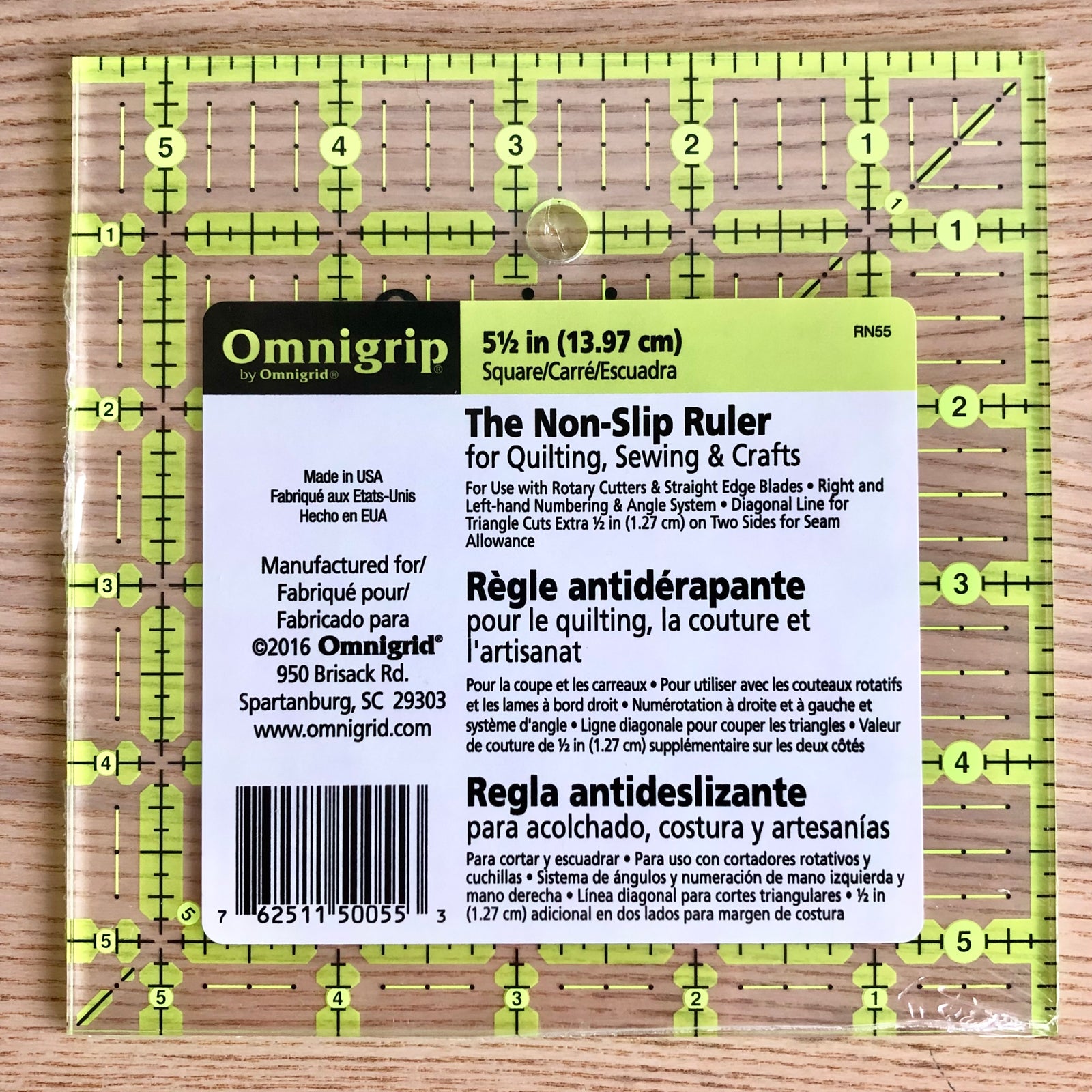 5½" x 5½" Omnigrip non-slip Ruler