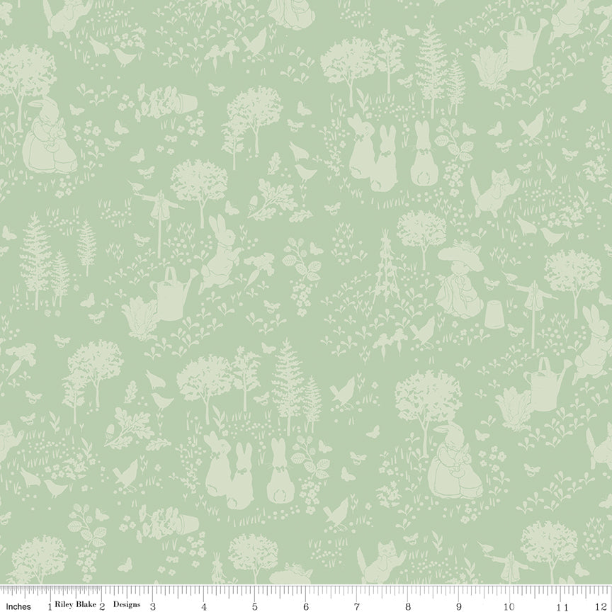 Peter Rabbit and Benjamin Bunny Tonal Garden Green