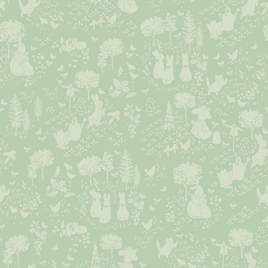 Peter Rabbit and Benjamin Bunny Tonal Garden Green