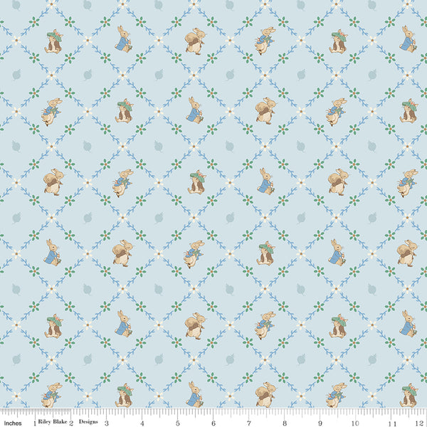 Peter Rabbit and Benjamin Bunny Lattice Blue - country clothesline