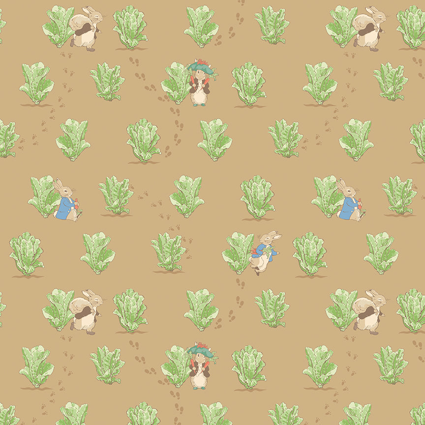 Peter Rabbit and Benjamin Bunny Lettuce Patch Tan