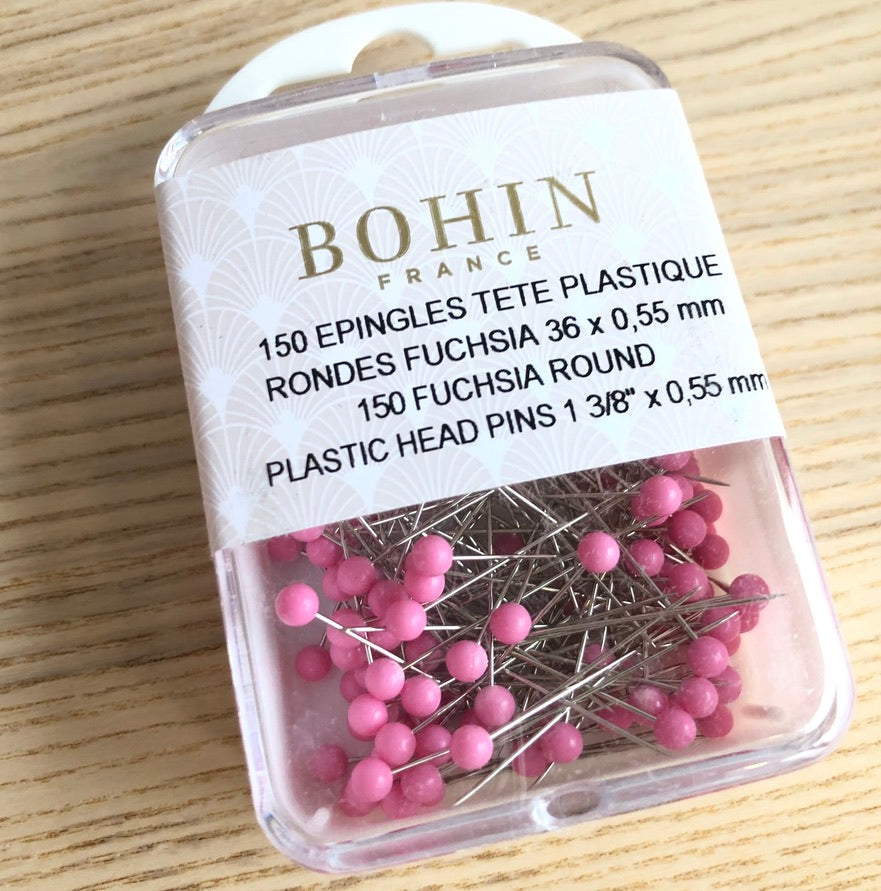Bohin Round Head Pins Fuchsia