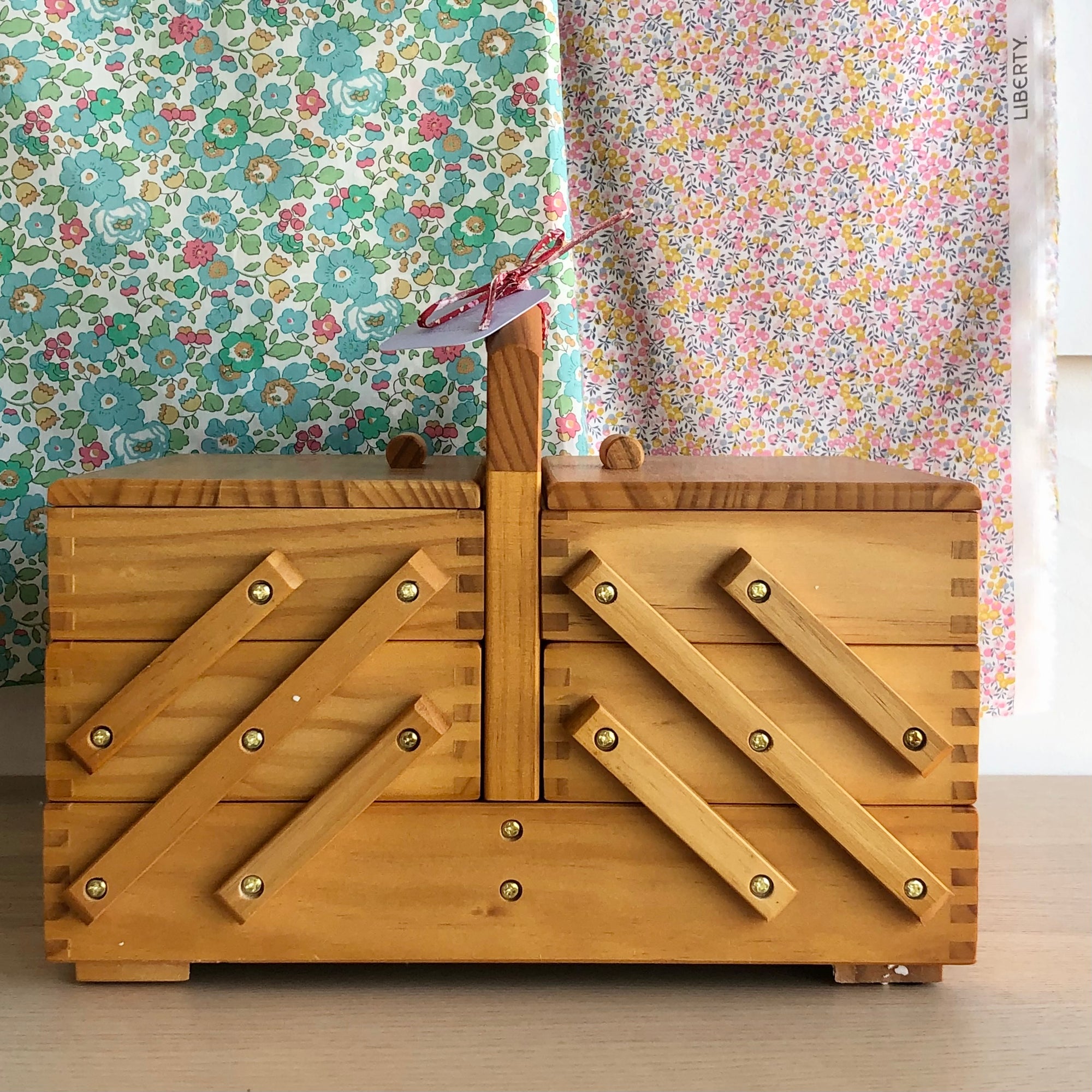 Cantilever Wooden Sewing Box Medium
