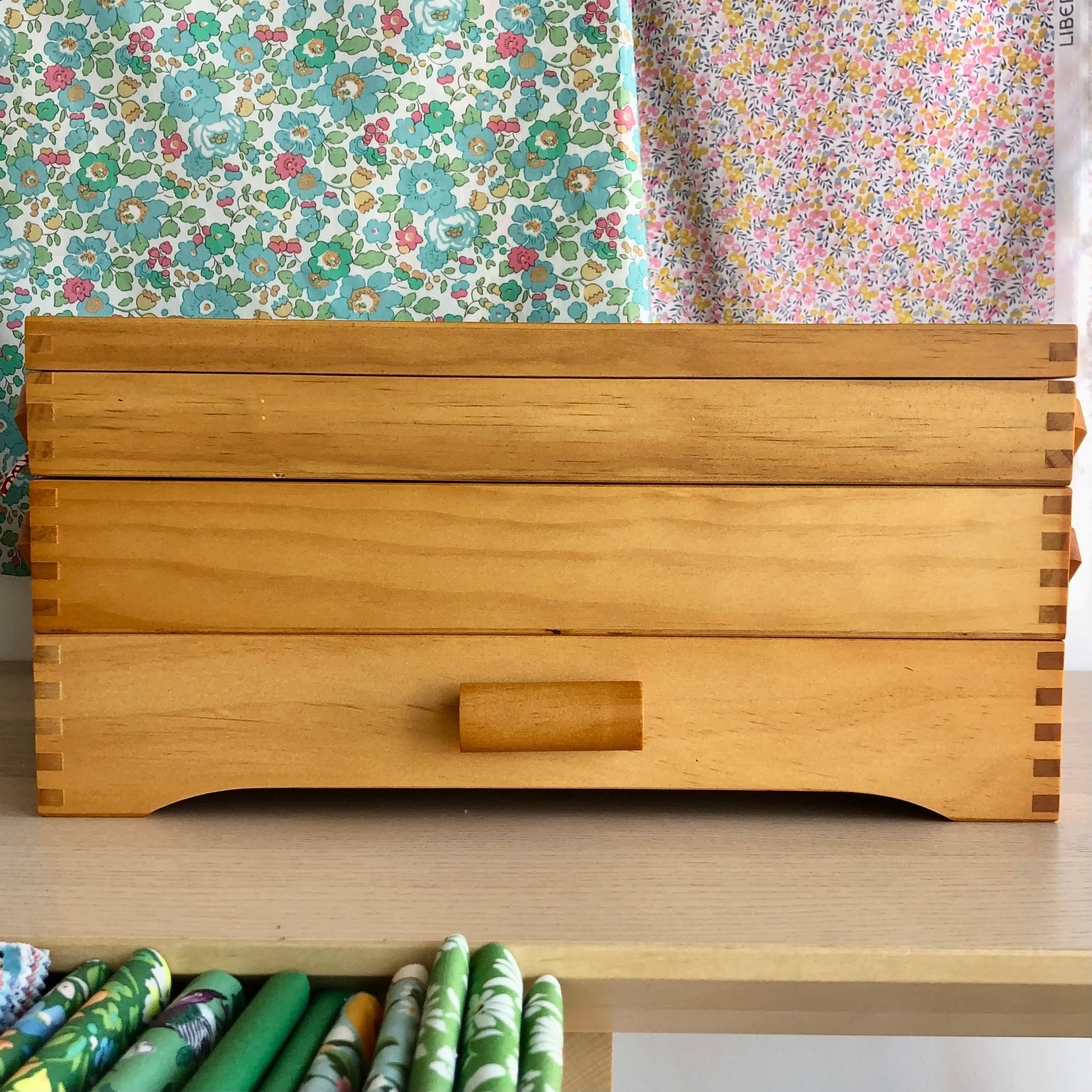 Cantilever Wooden Sewing Box Small