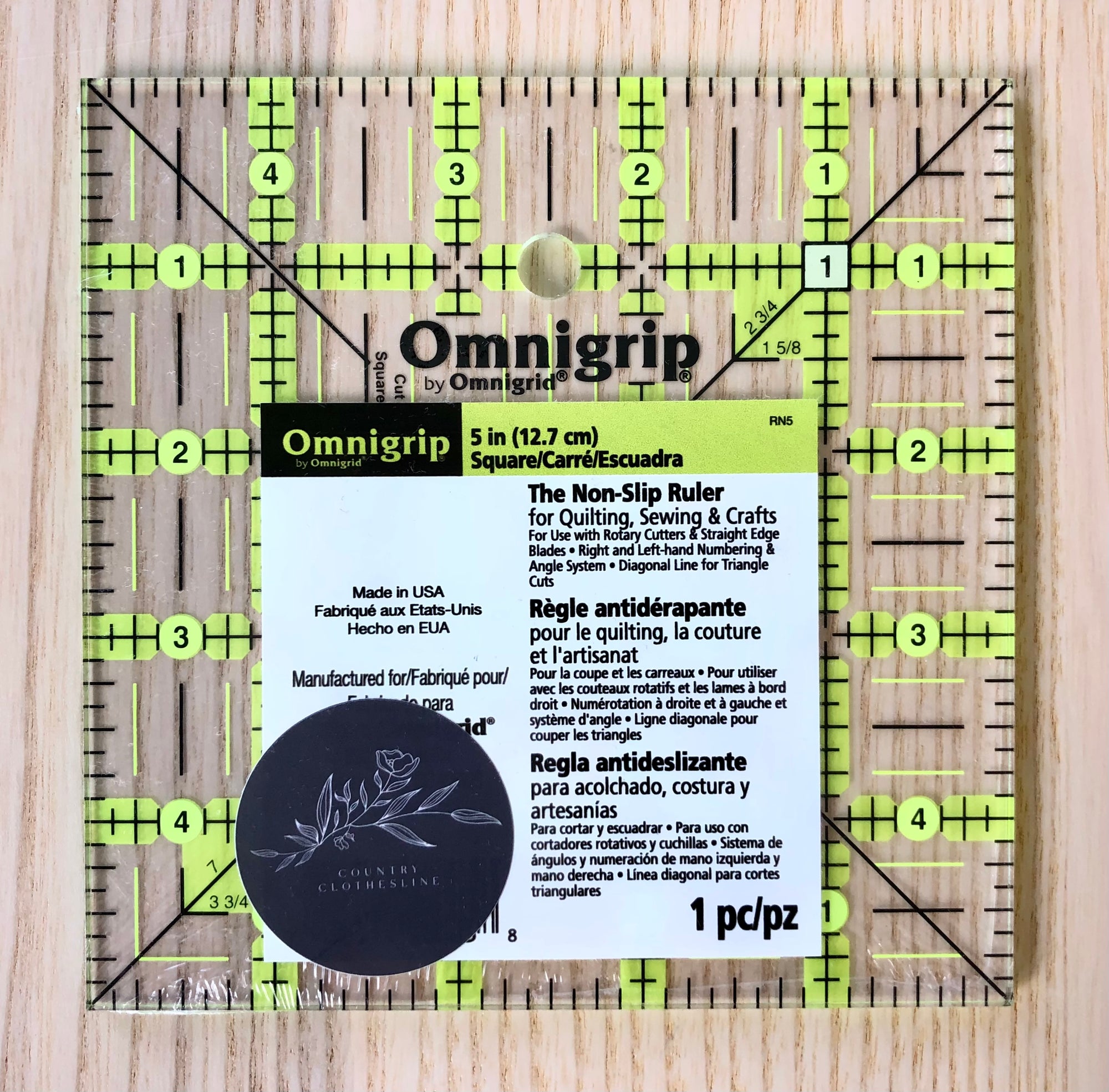 5" x 5" Omnigrip Non-Slip Ruler