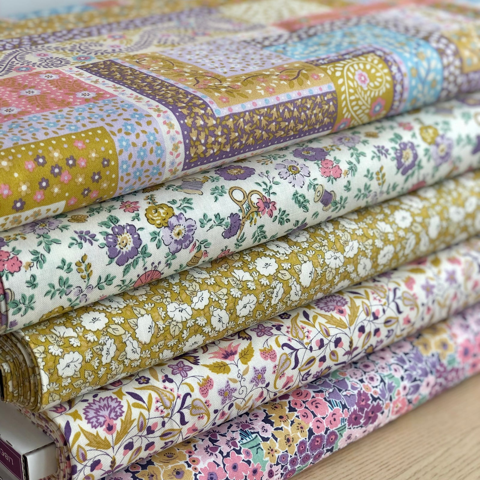Liberty Tudor Celebration Haberdashery Floral in Lilac & Gold