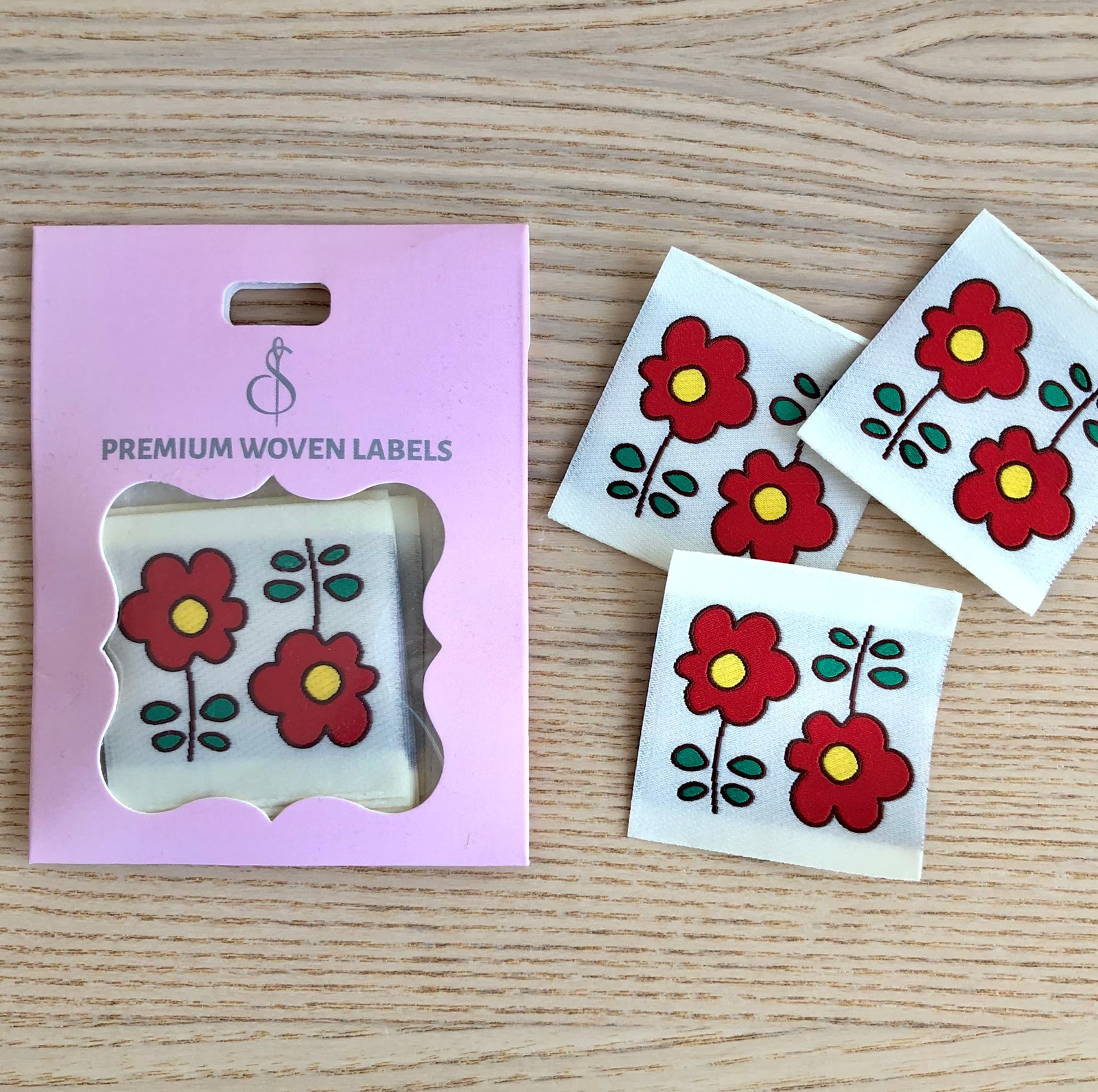 Camellia Premium Woven Sew In Labels Flower