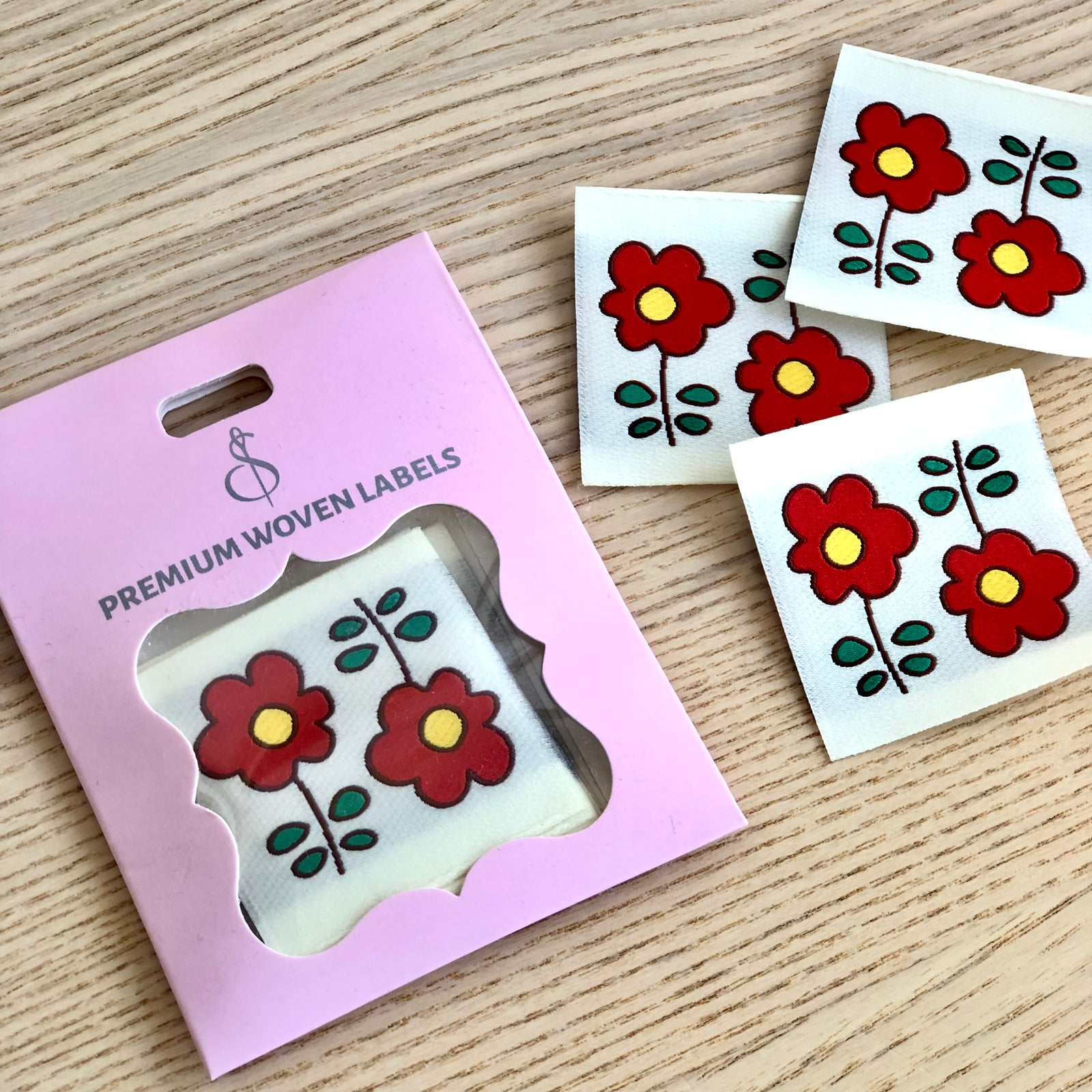 Camellia Premium Woven Sew In Labels Flower
