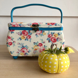 Floral Sewing Basket with Pin Cushion