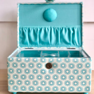 Retro Blue Dotted Sewing Basket