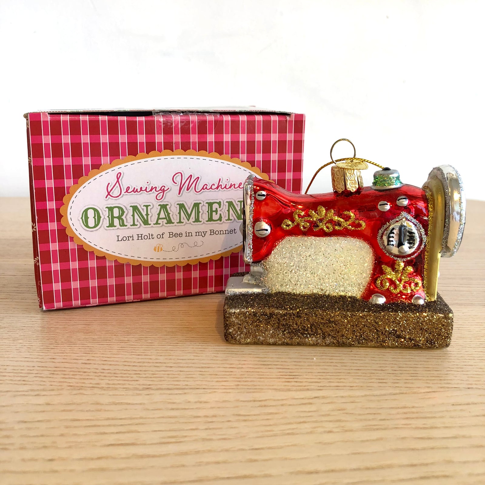 Sewing Machine Glass Ornament