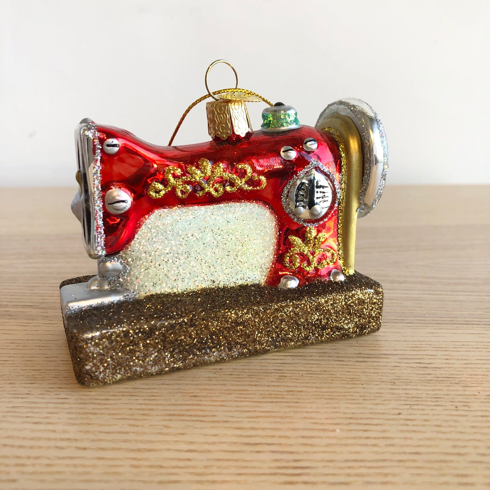 Sewing Machine Glass Ornament