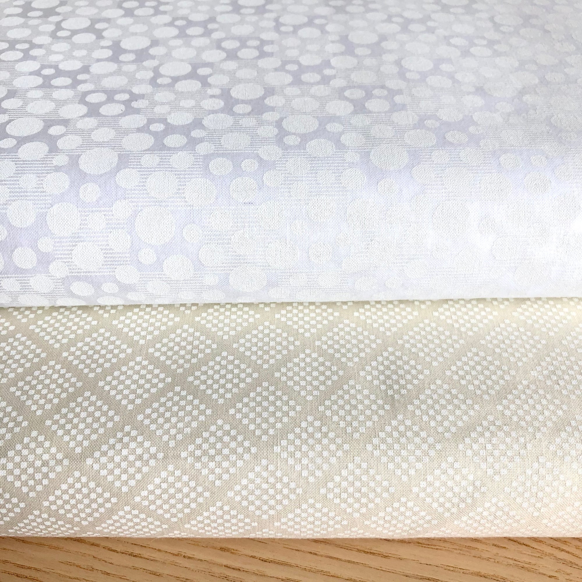 Dotty Grid White on Almond