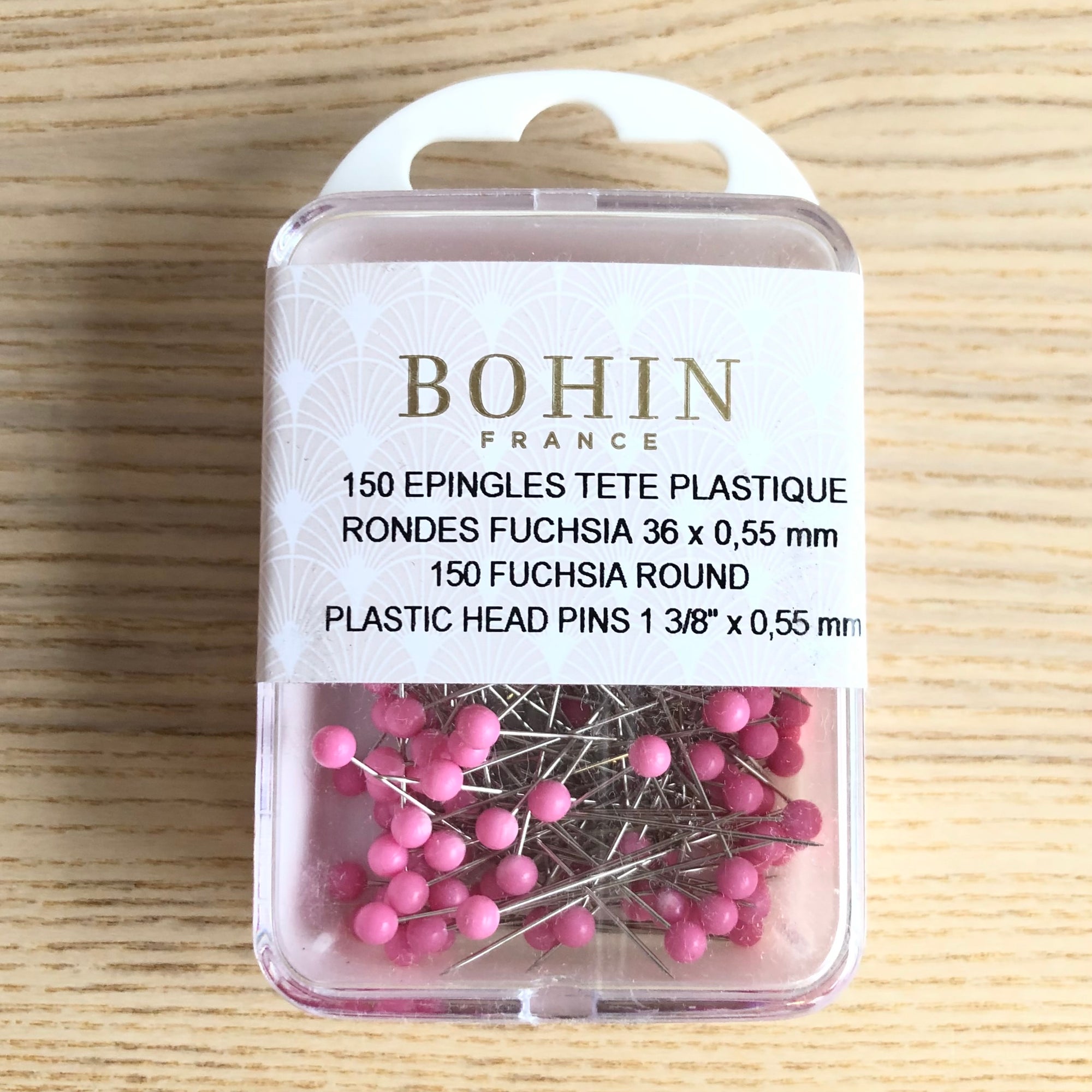 Bohin Round Head Pins Fuchsia