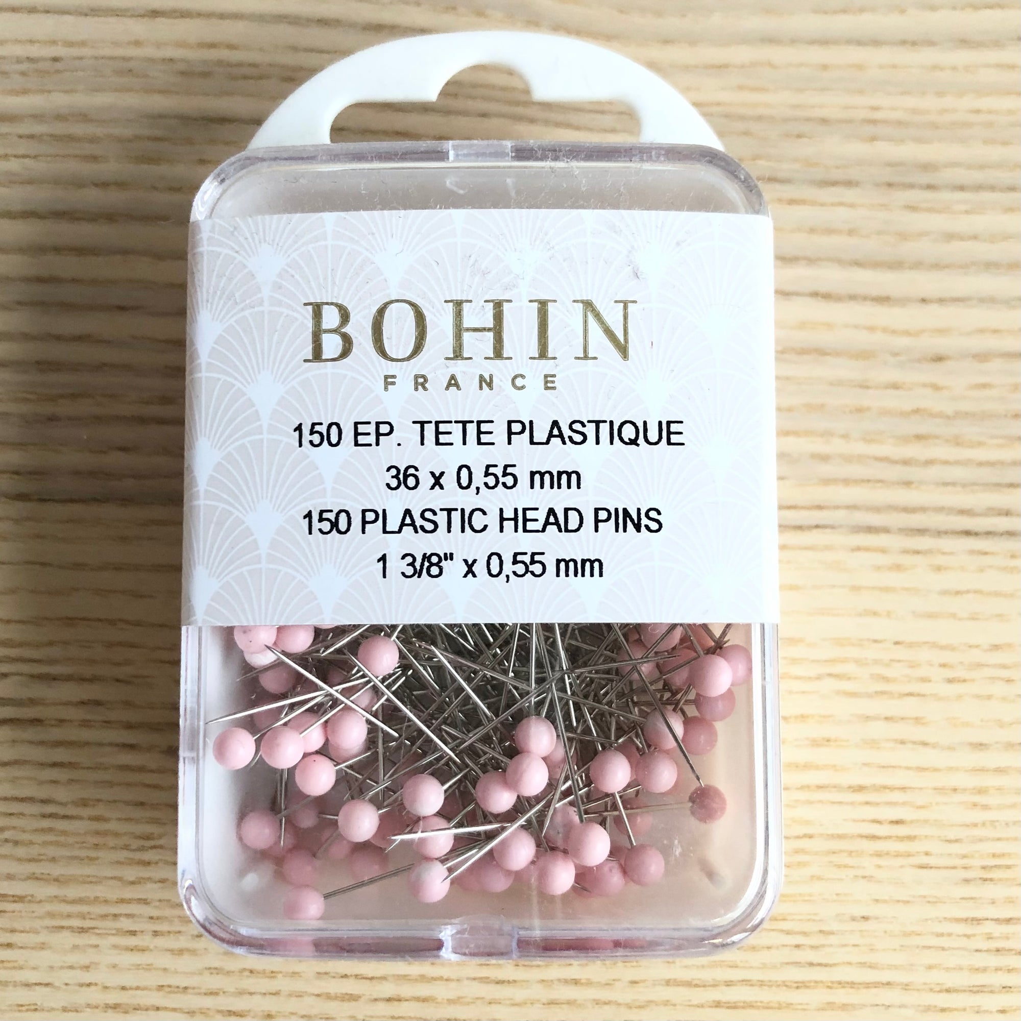 Bohin Round Head Pins Pink