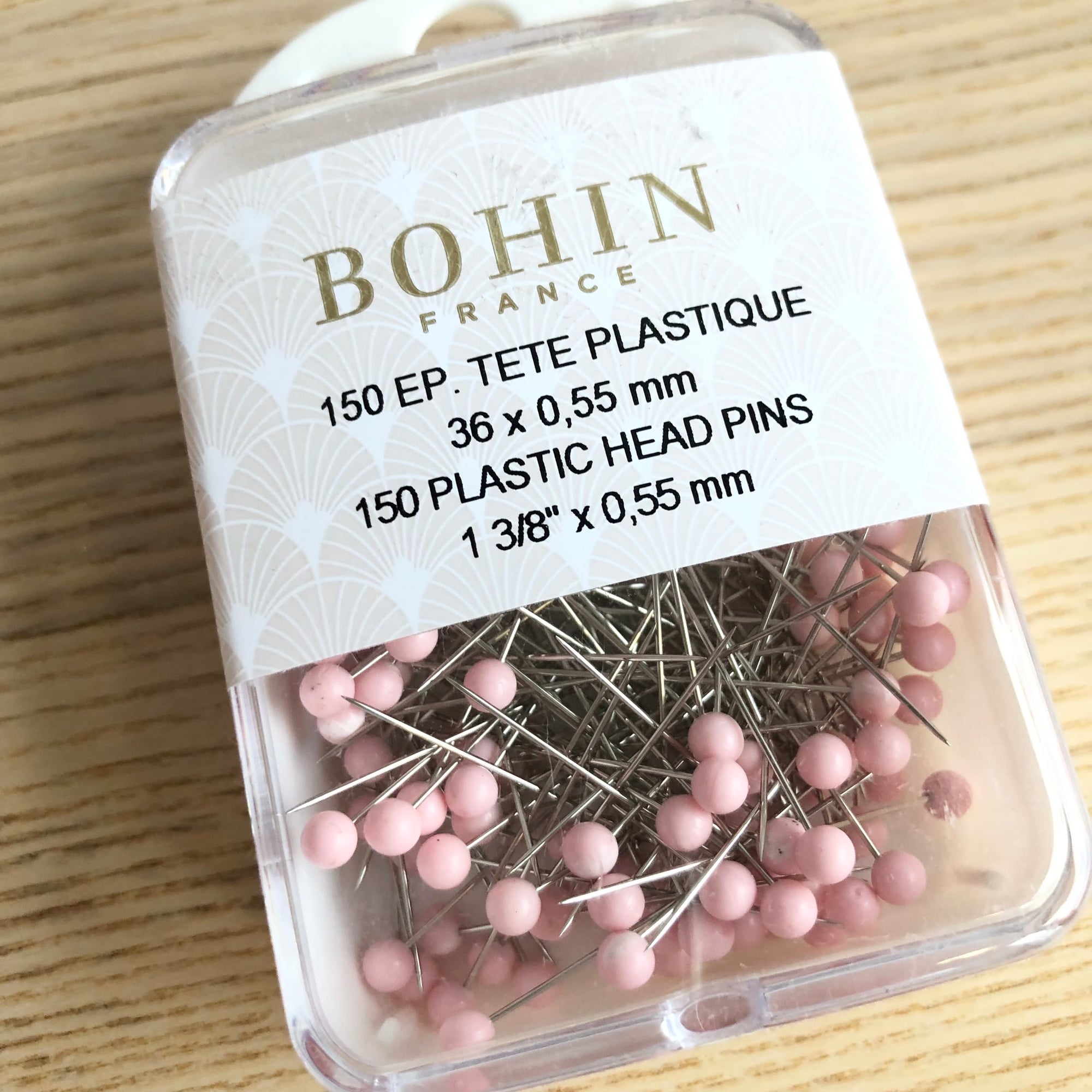 Bohin Round Head Pins Pink