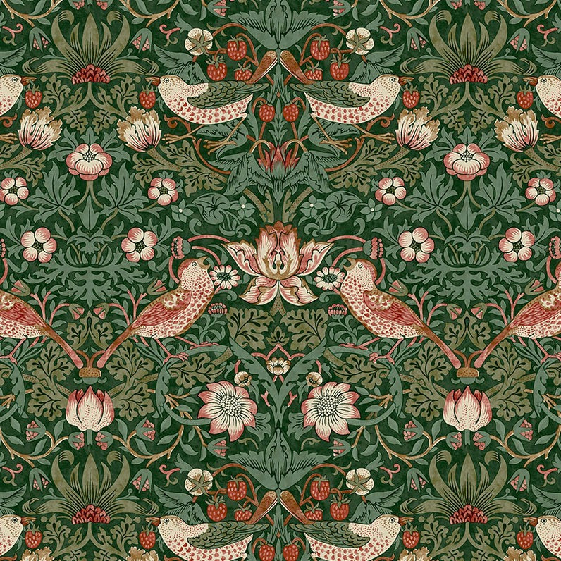 Morris & Co Holiday Strawberry Thief Green