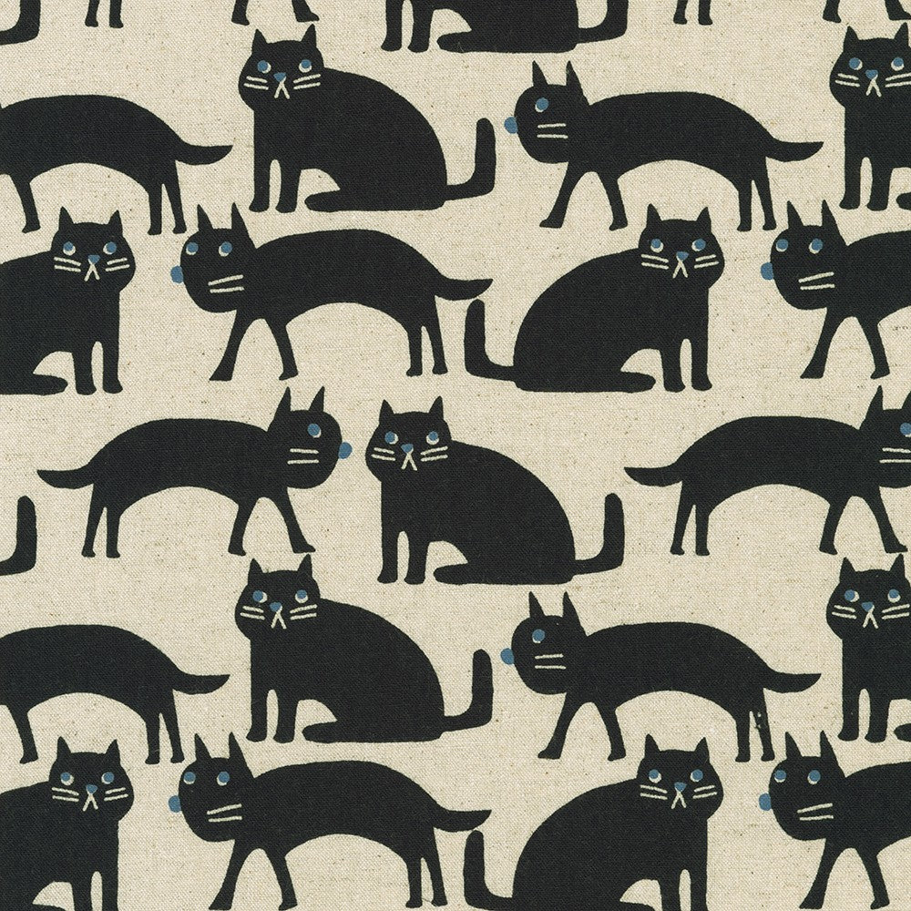 Sevenberry Cotton Flax Black Cats