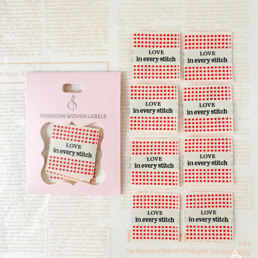 Camellia Premium Woven Sew In Labels Checker