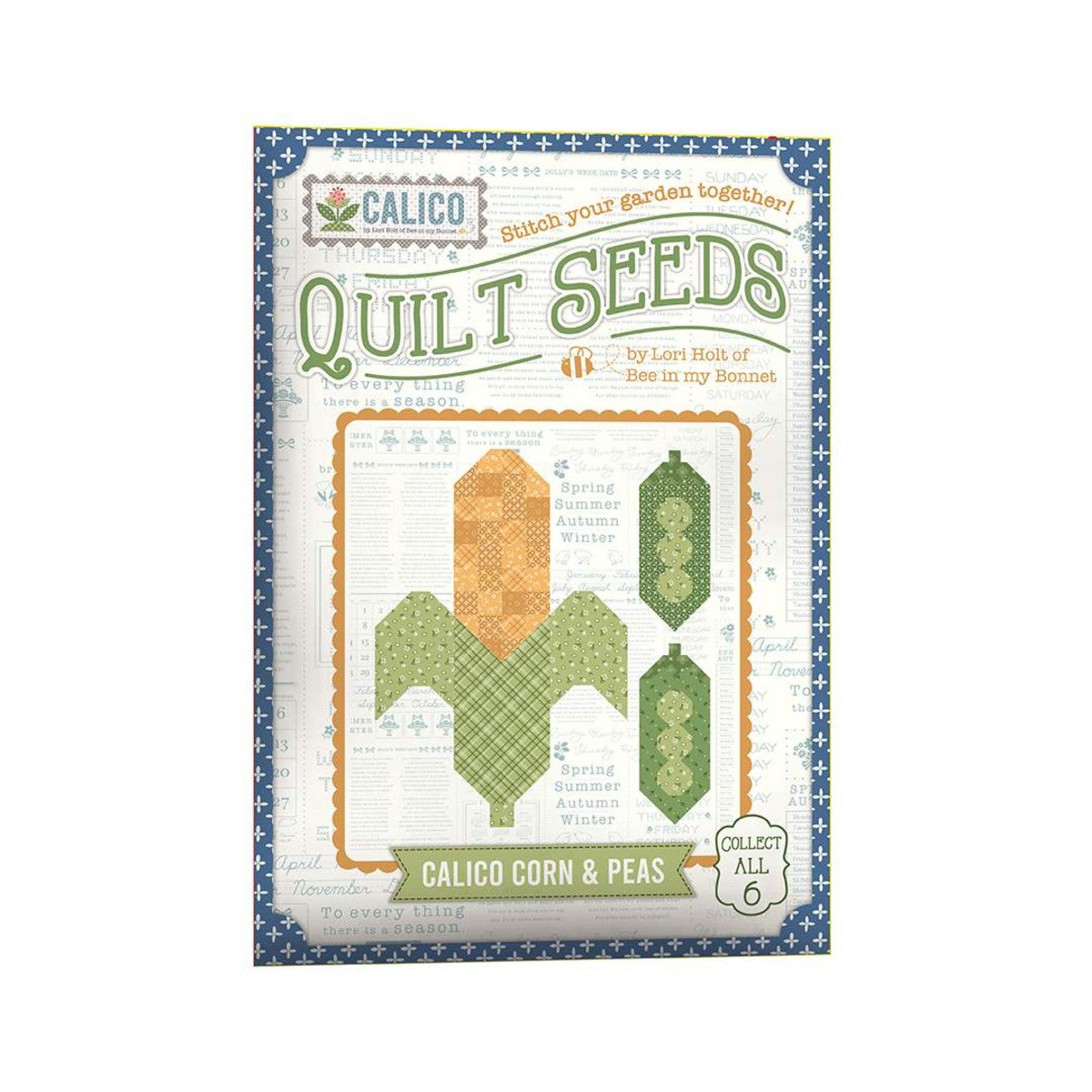 Quilt Seeds Block Pattern Calico Corn & Peas