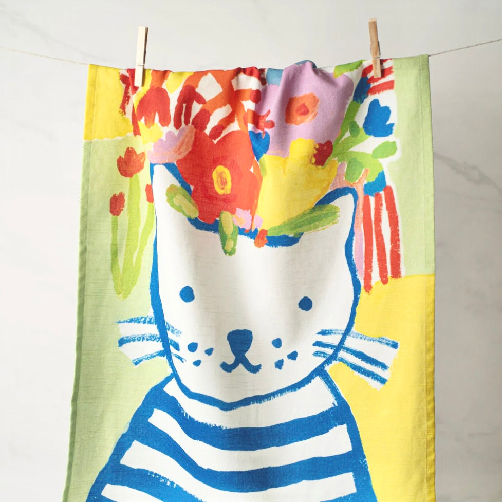 Blue Cat Tea Towel