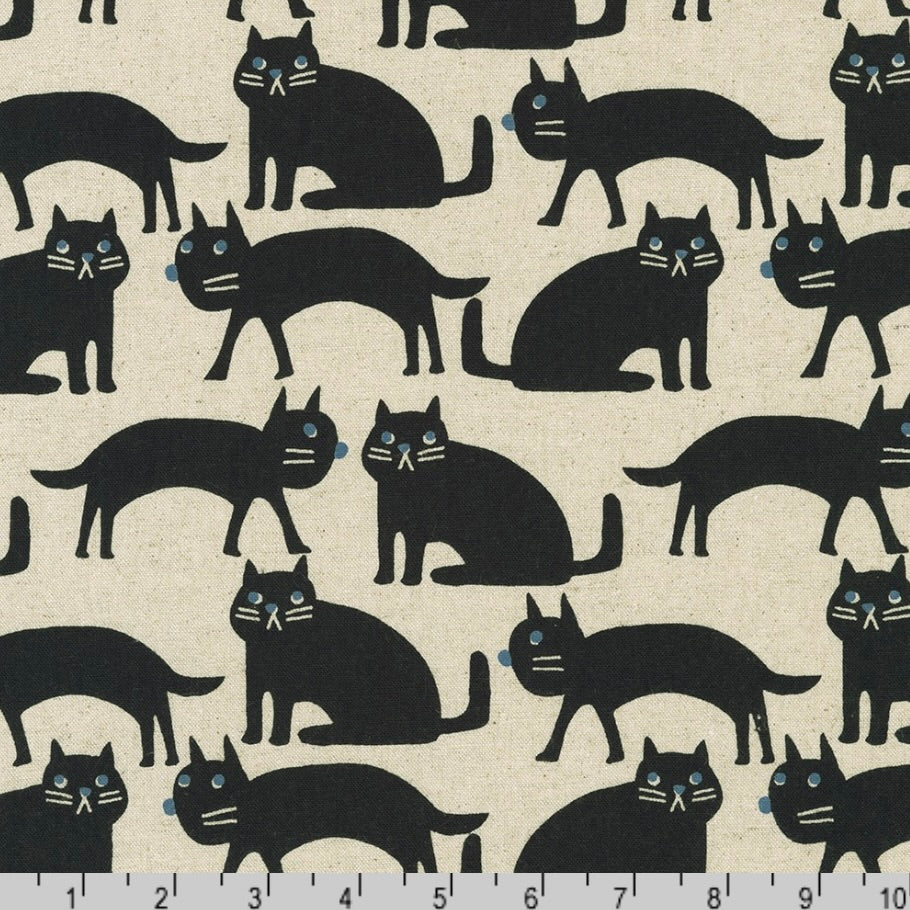 Sevenberry Cotton Flax Black Cats