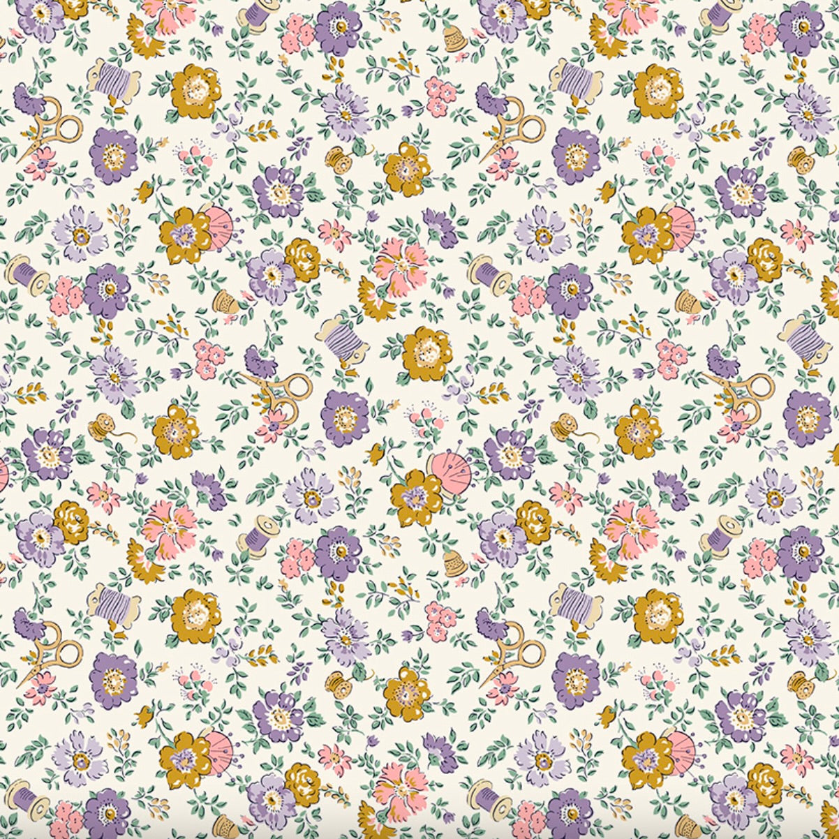 Liberty Tudor Celebration Haberdashery Floral in Lilac & Gold