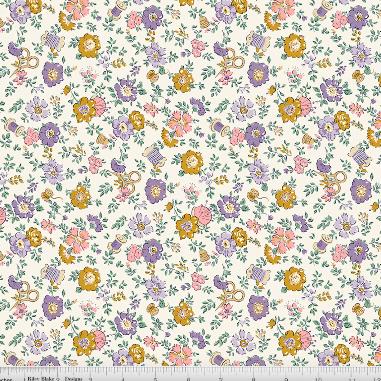 Liberty Tudor Celebration Haberdashery Floral in Lilac & Gold