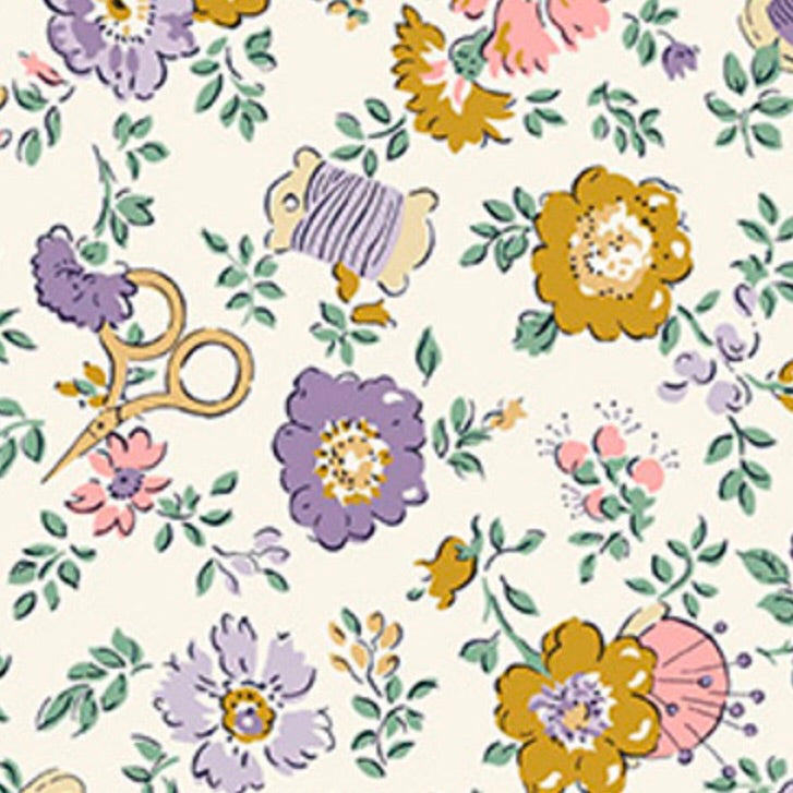 Liberty Tudor Celebration Haberdashery Floral in Lilac & Gold