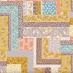 Liberty Tudor Celebration Patchwork Scarves in Purple & Gold
