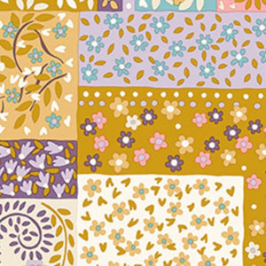 Liberty Tudor Celebration Patchwork Scarves in Purple & Gold