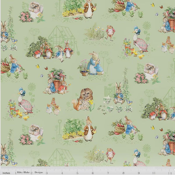 Peter Rabbit & Friends Flannel Fern - country clothesline