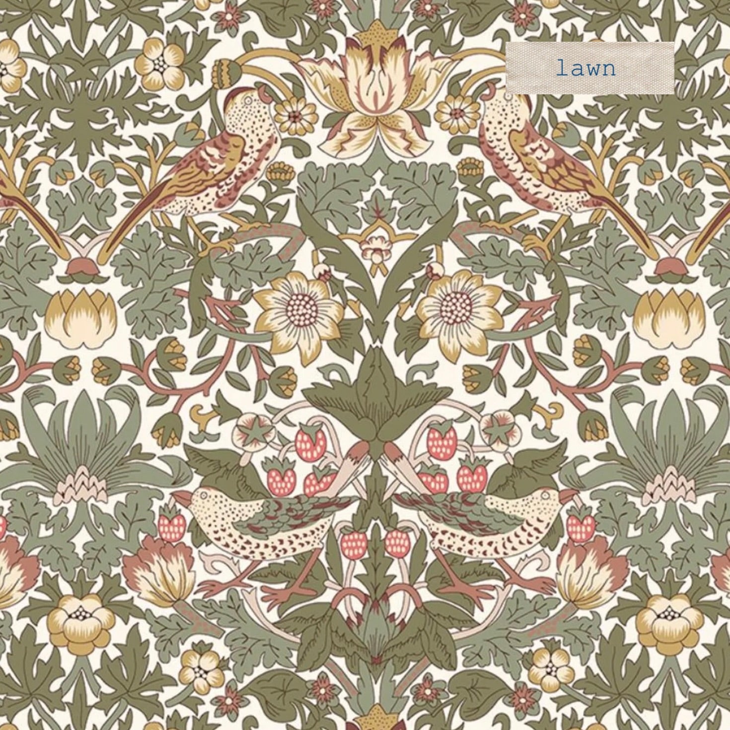 Liberty Tana Lawn Strawberry Thief Spring Green